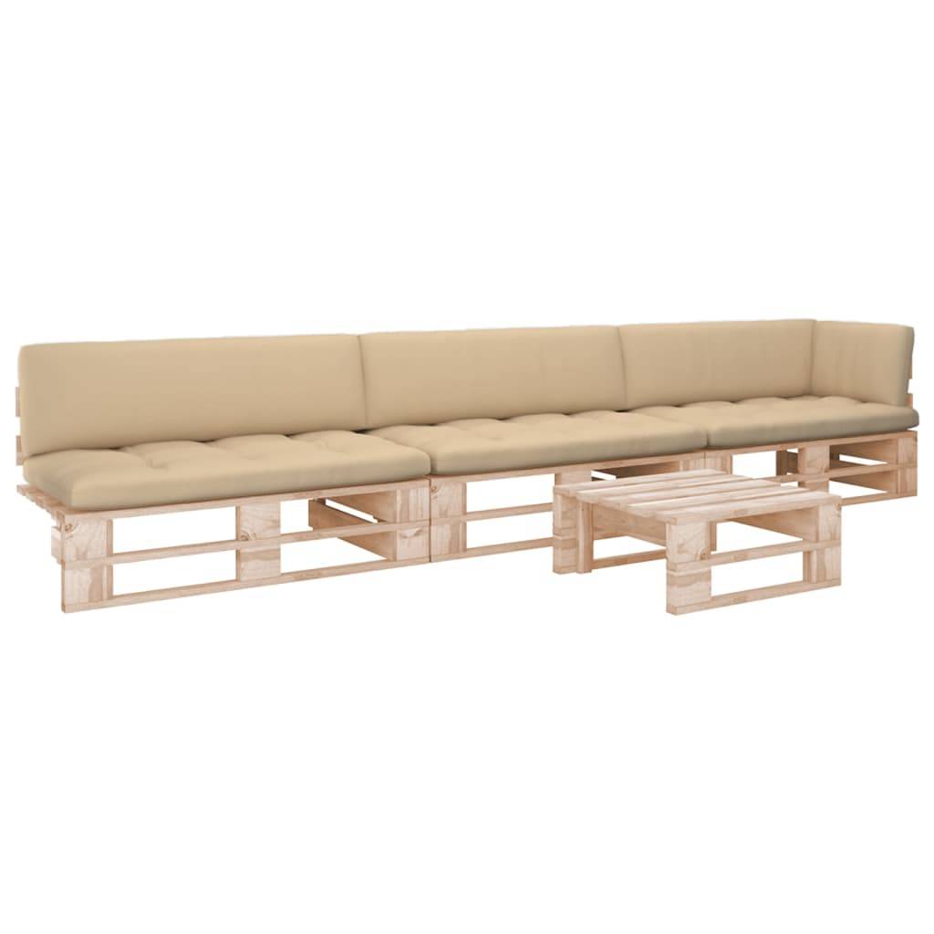 Helloshop26 - Salon de jardin meuble d'extérieur ensemble de mobilier palette 4 pièces avec coussins bois de pin imprégné - Imagen 1
