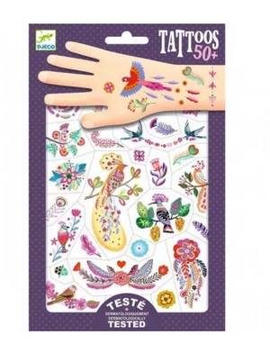 Stickers Tatouages Plume color Djeco
