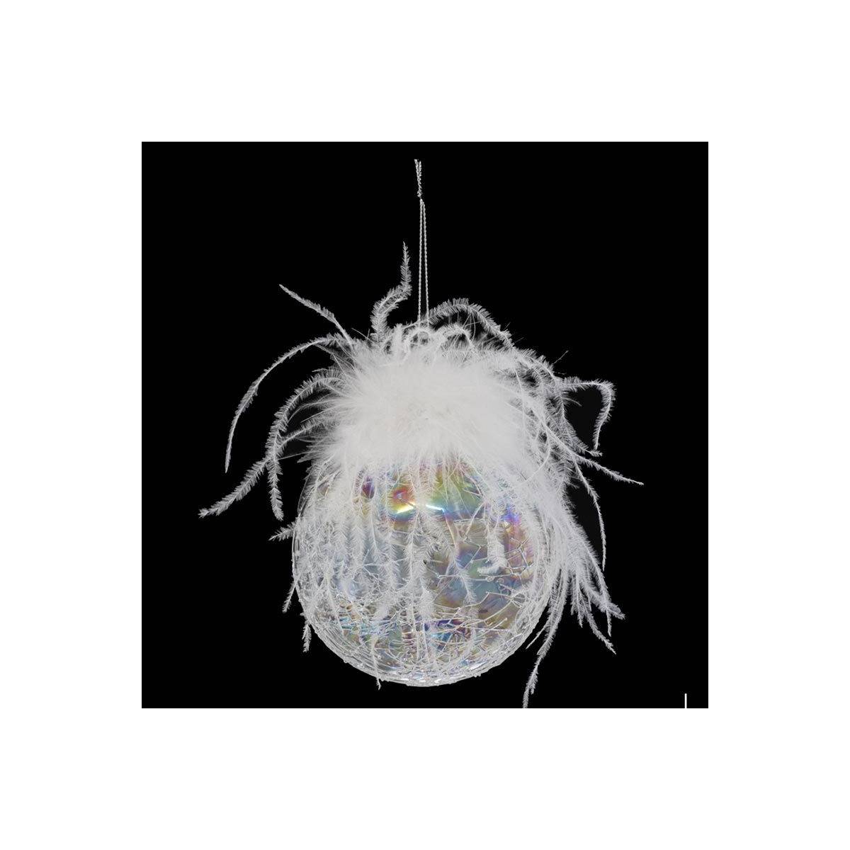 Boule de Noël en Verre "Légende d'Hiver" 10cm Blanc