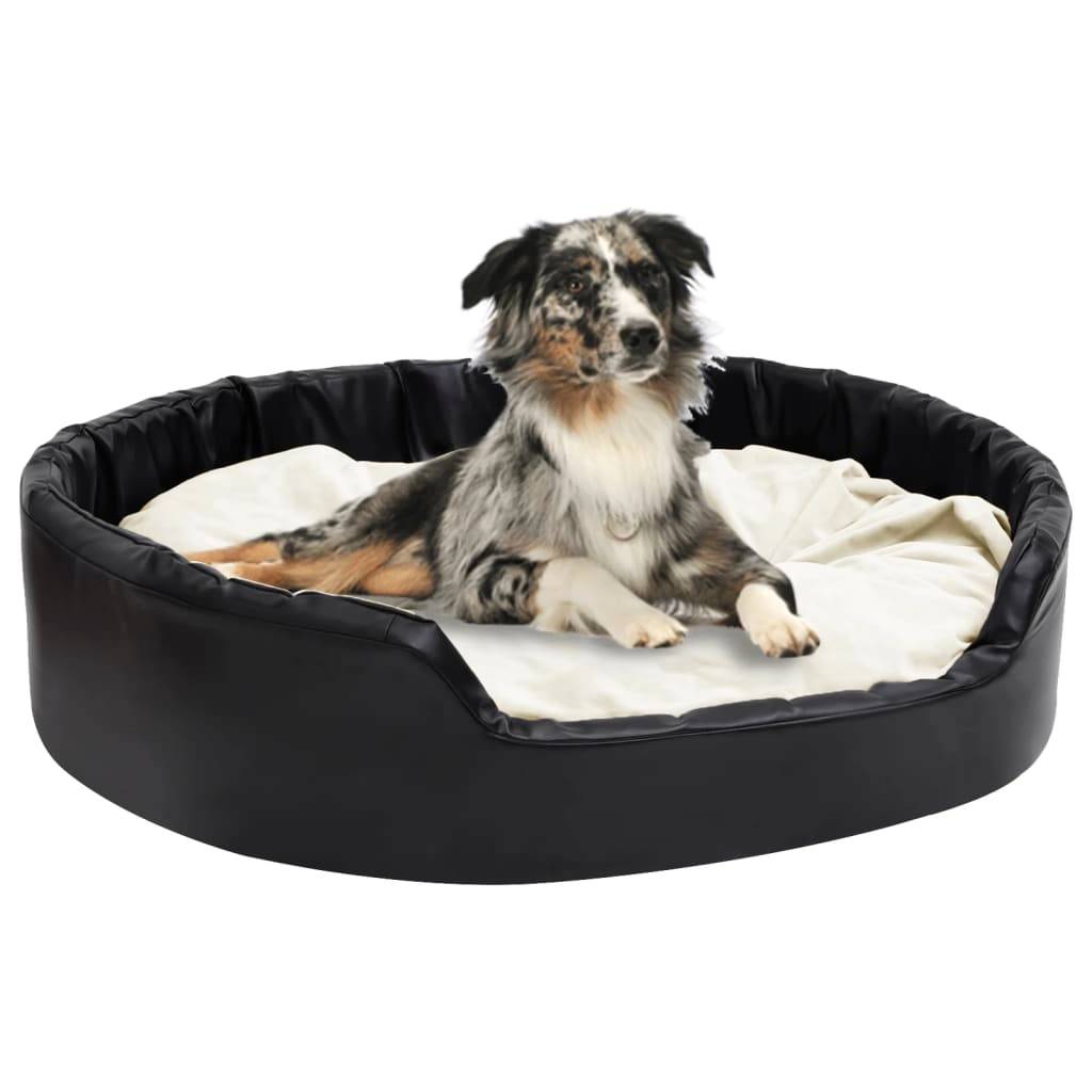 Vidaxl - Lit pour chiens Noir et beige 99x89x21 cm Peluche et similicuir vidaXL - Imagen 1