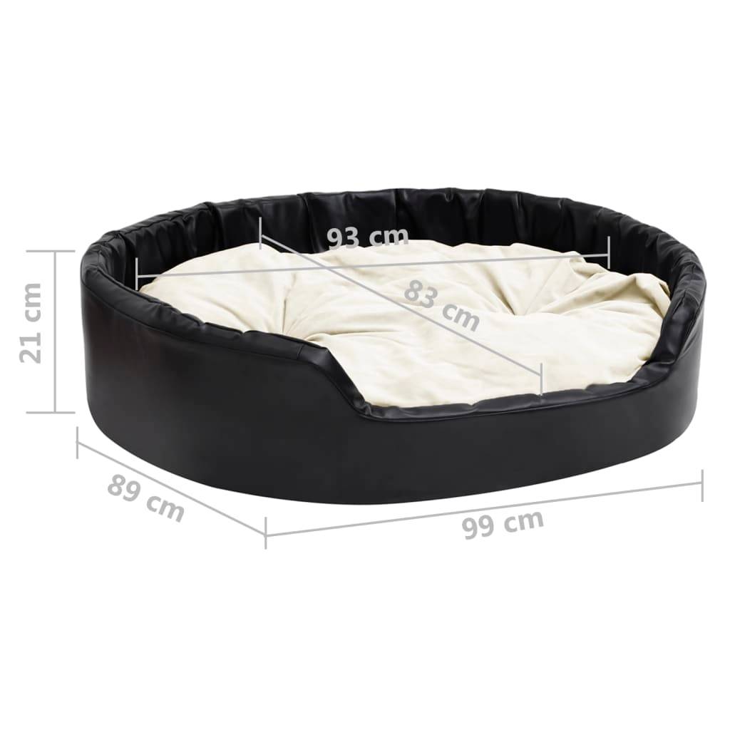 Vidaxl - Lit pour chiens Noir et beige 99x89x21 cm Peluche et similicuir vidaXL - Imagen 3