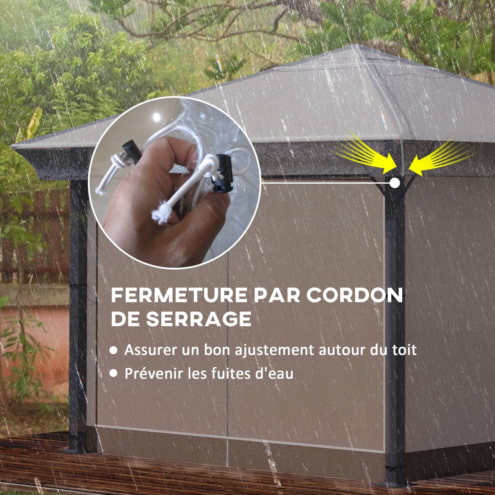 Outsunny - Housse bâche de protection transparente en PVC pour tonnelle barnum 3 x 3 m - Outsunny - Imagen 5