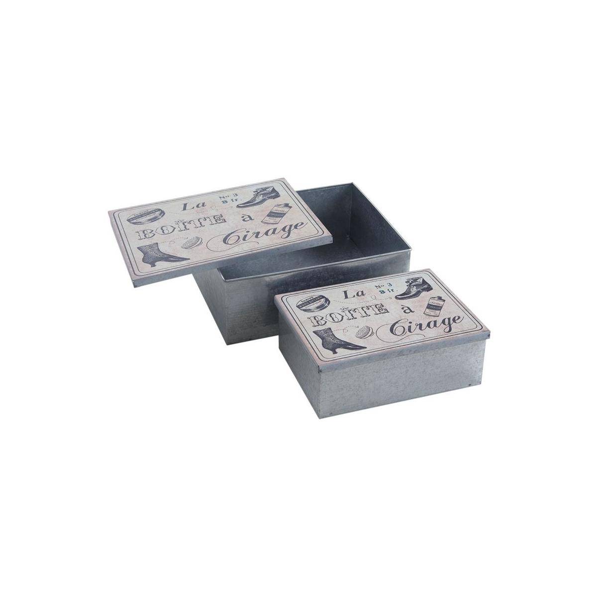 Aubry Gaspard - Boites vintage en métal galvanisé Boîte à cirage (Lot de 2) - Image 1