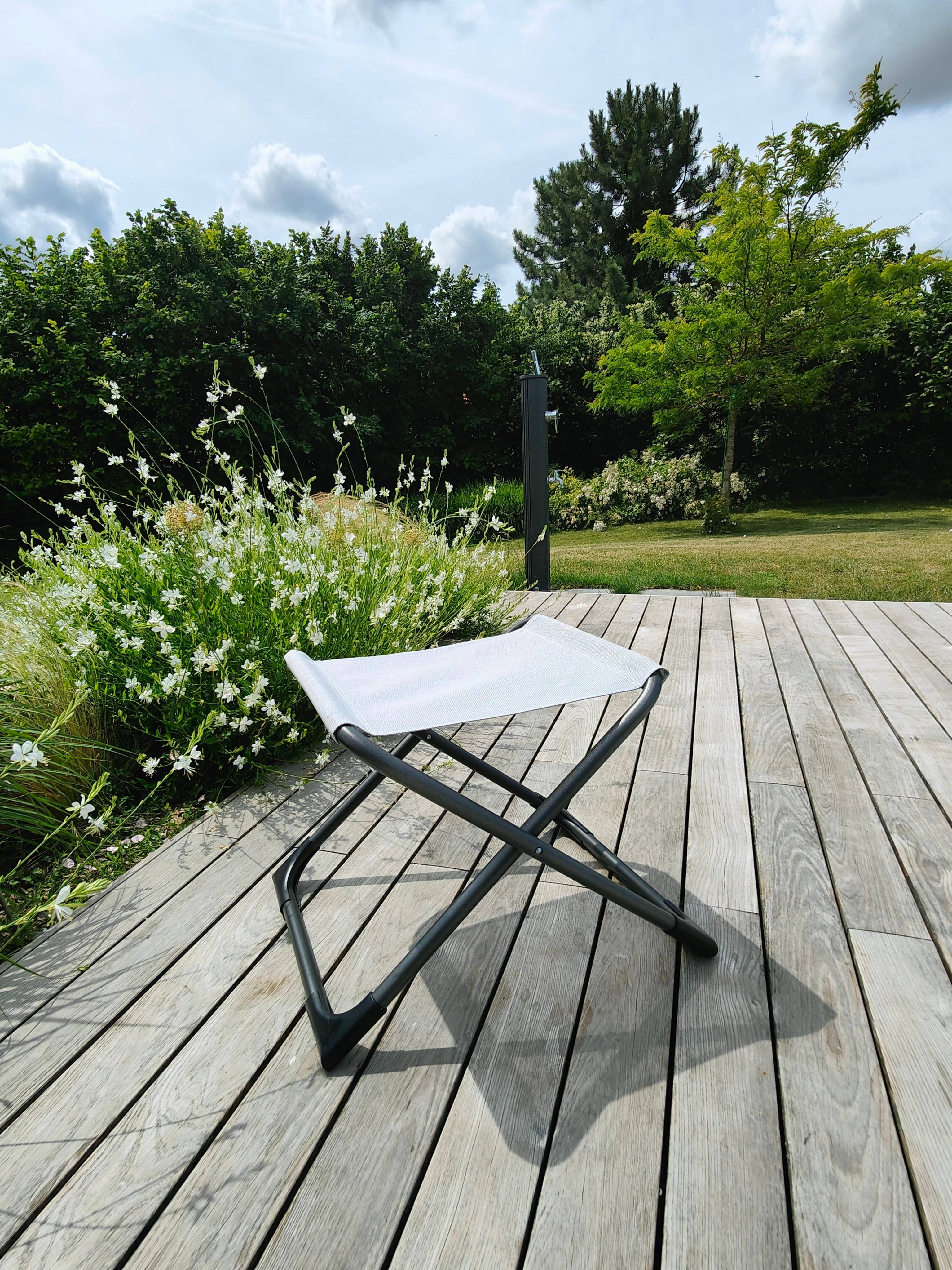 Fiam - Repose-Pieds CHICO Acier ANTHRACITE Texfil BLANC GRIS 49x61x42 cm FIAM - Imagen 2