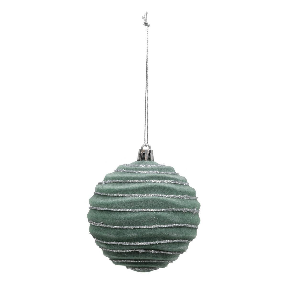 Fééric Lights & Christmas - Boule de Noël pailletté vert x9 80mm - Atmosphera Créateur d'intérieur - Imagen 2
