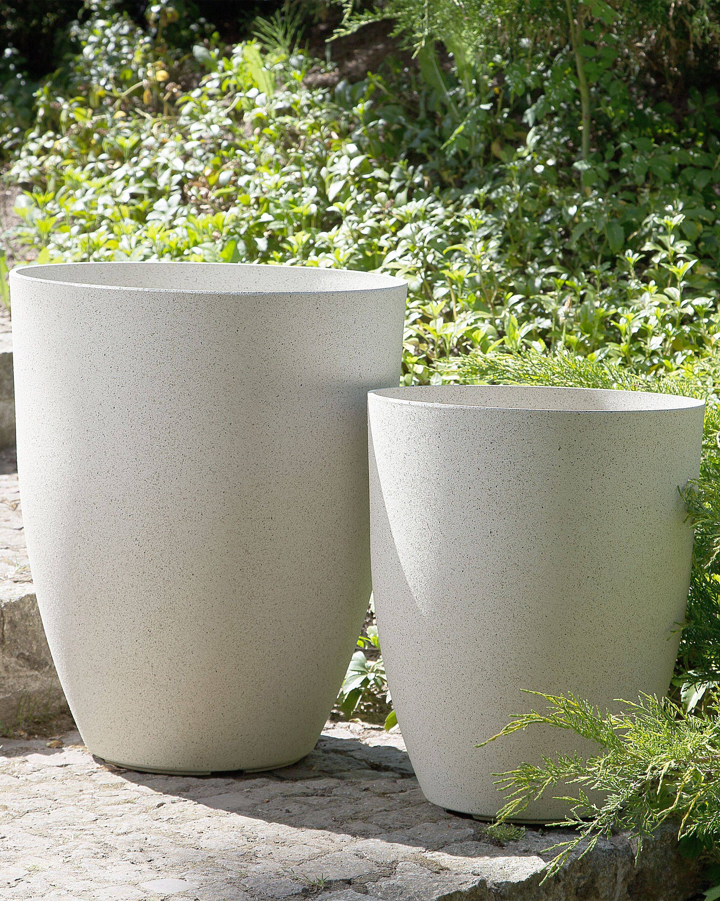 Beliani - Cache-pot d'extérieur Fibre d'argile Blanc cassé CROTON - 35x35x42- Beliani
