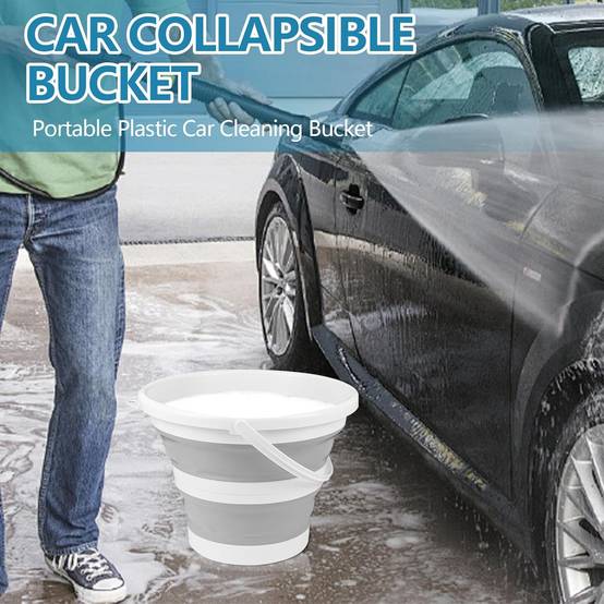 Seau pliable en silicone pour camping,seau en plastique, voyages, lavage de voiture et usage domestique (gris) (10 L)-Lytech - Image 6