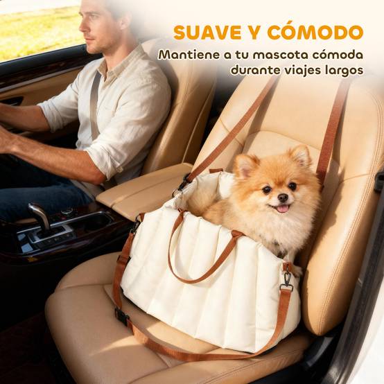 Siège auto pour petits chiens jusqu'à 5 kg avec ceinture de sécurité, base antidérapante et housse amovible - Image 7