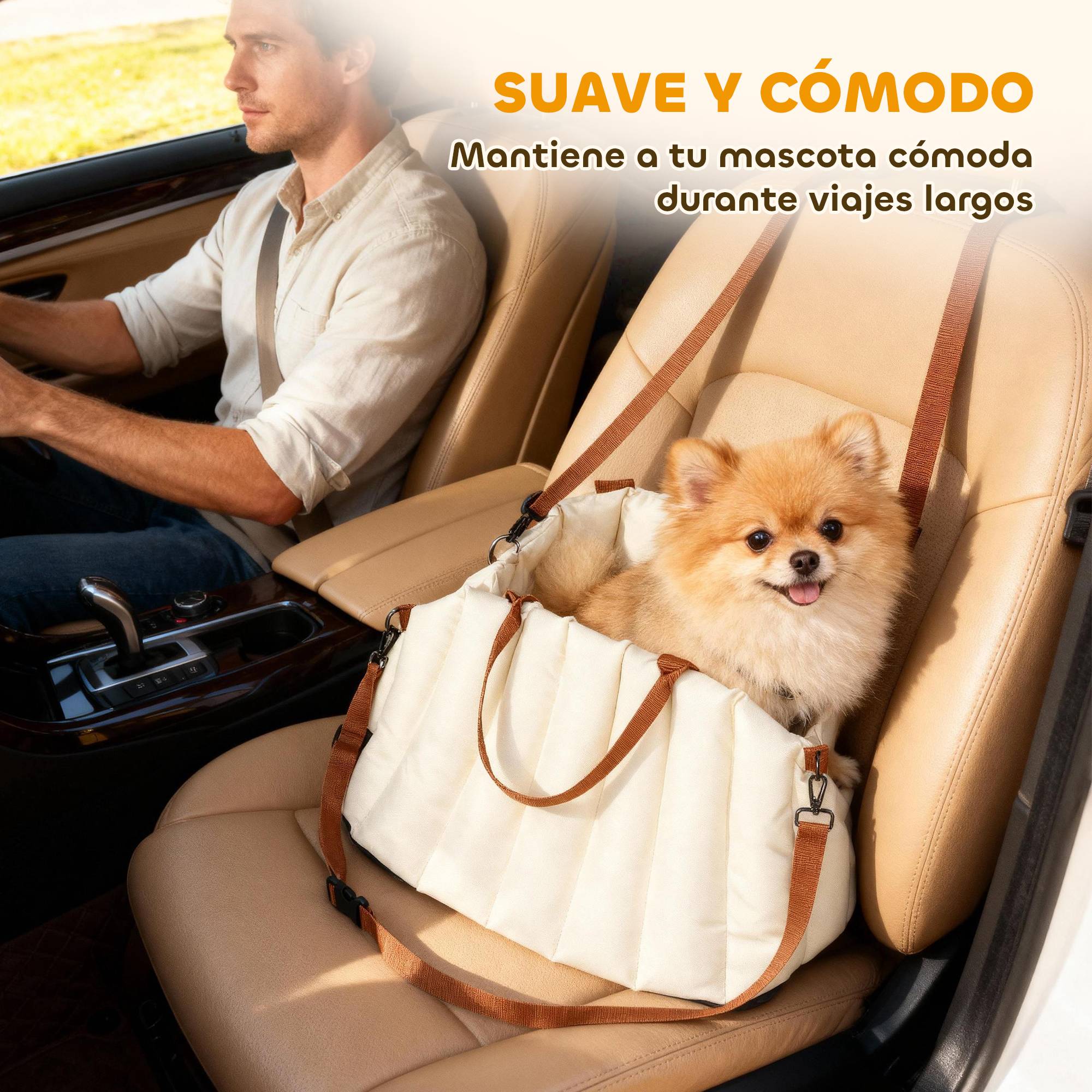 Siège auto pour petits chiens jusqu'à 5 kg avec ceinture de sécurité, base antidérapante et housse amovible - Image 7