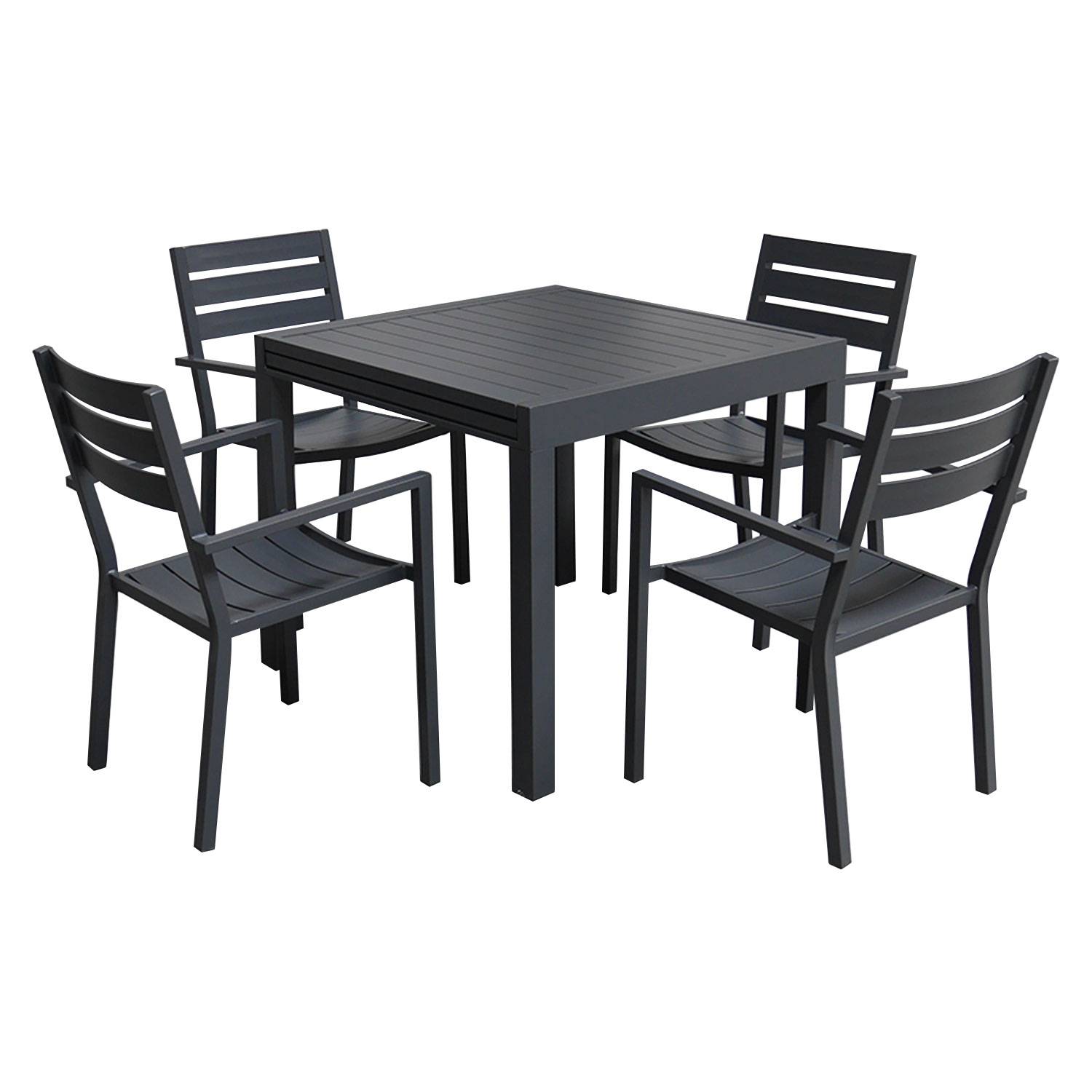 Salon de jardin VENEZIA extensible 90/180 en aluminium anthracite - 8 places - HAPPY GARDEN - Imagen 3