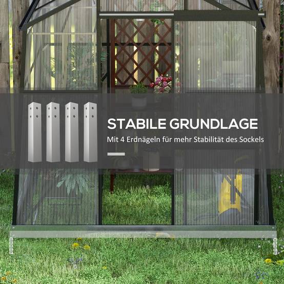Serre de jardin en polycarbonate et aluminium noir 192 x 192 x 204 cm - PANGIVO - Image 7