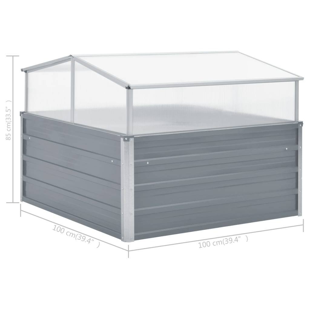 ComfortXL - Carré potager surélevé avec serre châssis en acier galvanisé 1x1m Gris – ComfortXL Outdoor Living - Image 7