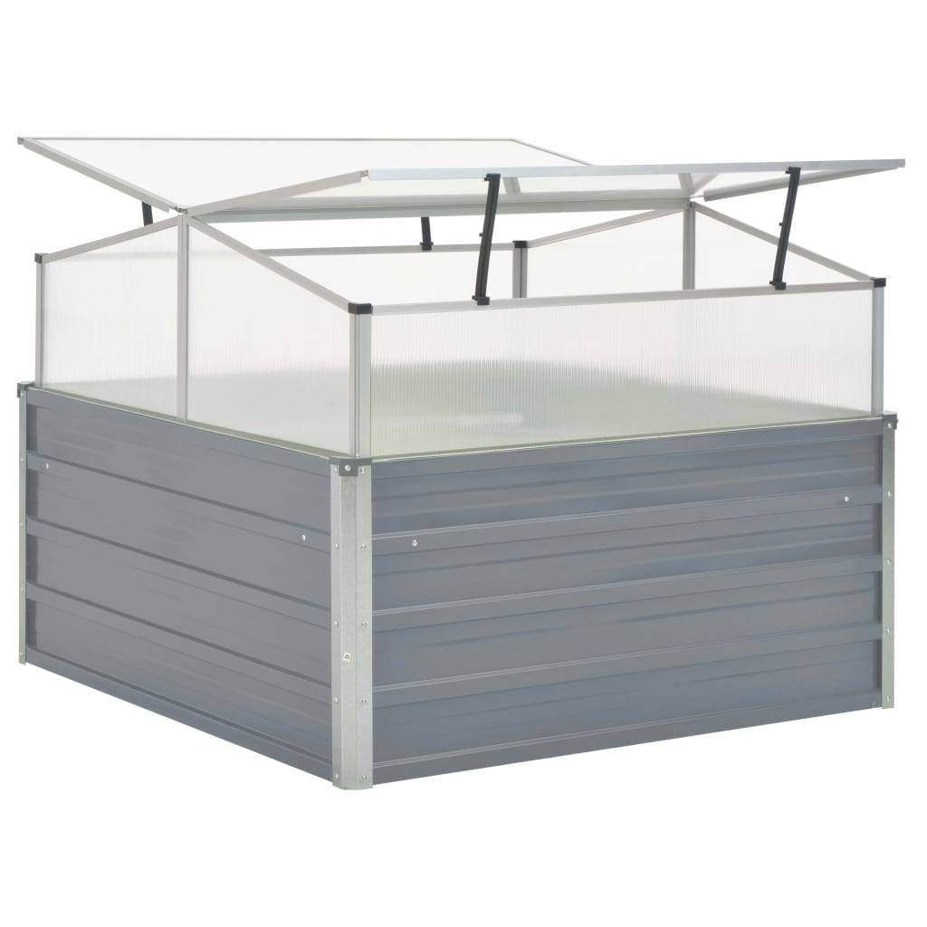 ComfortXL - Carré potager surélevé avec serre châssis en acier galvanisé 1x1m Gris – ComfortXL Outdoor Living - Image 4