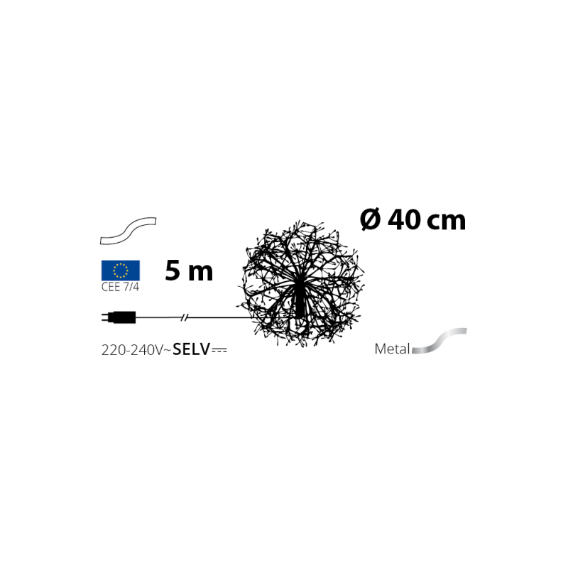 Lotti - Branche Ronde Riche RICHE Blanche Ø40cm 576 MicroLED FlashLED avec Rameaux Lotti - Image 9