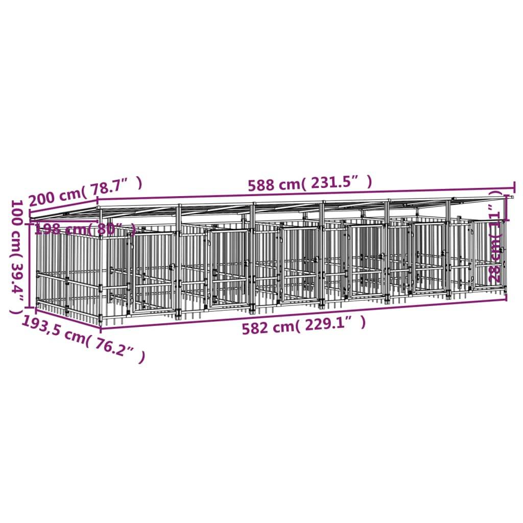Vidaxl - Chenil d'extérieur avec toit pour chiens Acier 11,26 m² vidaXL 3124593 - Imagen 3