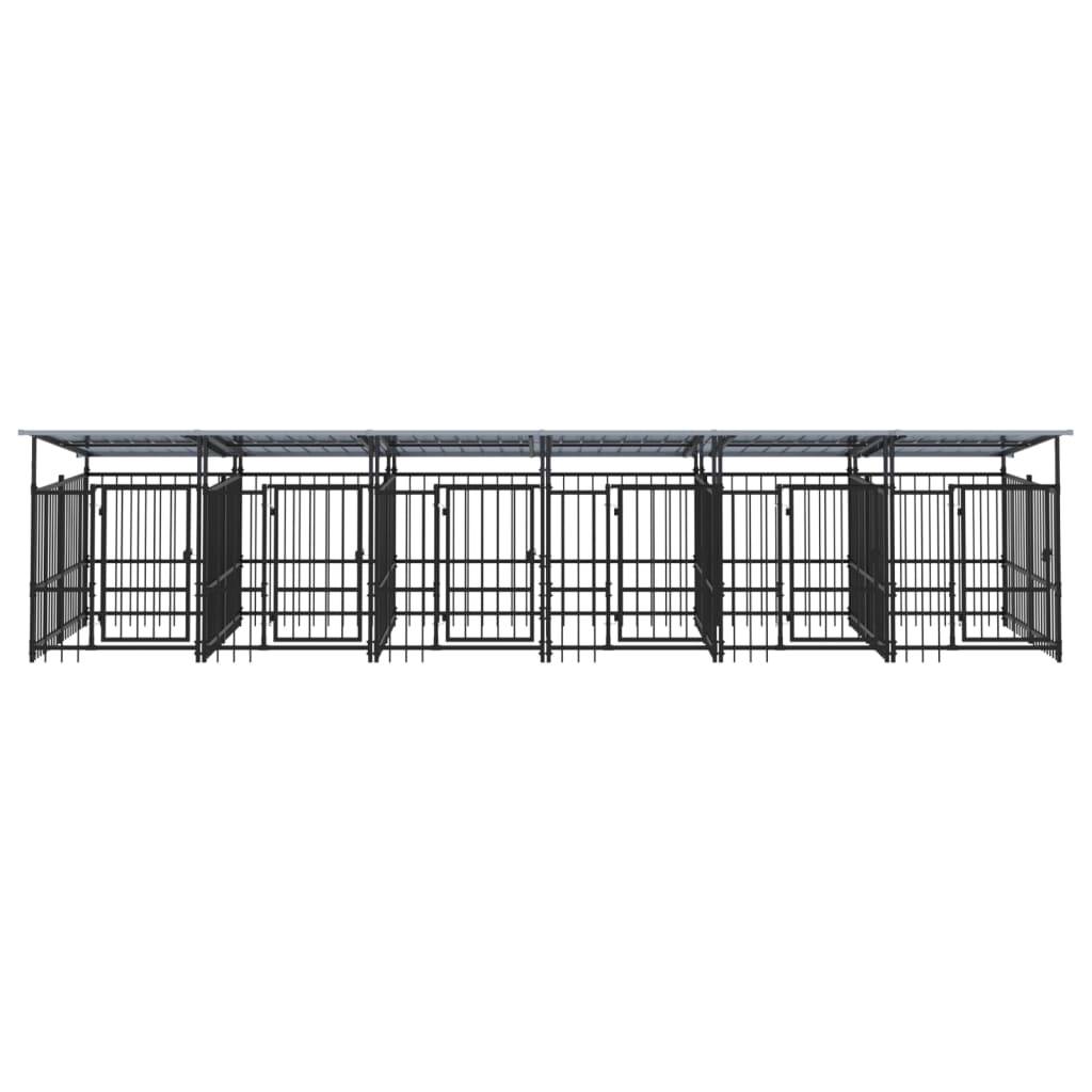 Vidaxl - Chenil d'extérieur avec toit pour chiens Acier 11,26 m² vidaXL 3124593 - Imagen 9