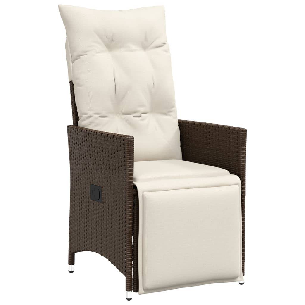 Table et 10 fauteuils de jardin résine tressée relax avec repose-pieds Marron – ComfortXL Outdoor Living - Image 3