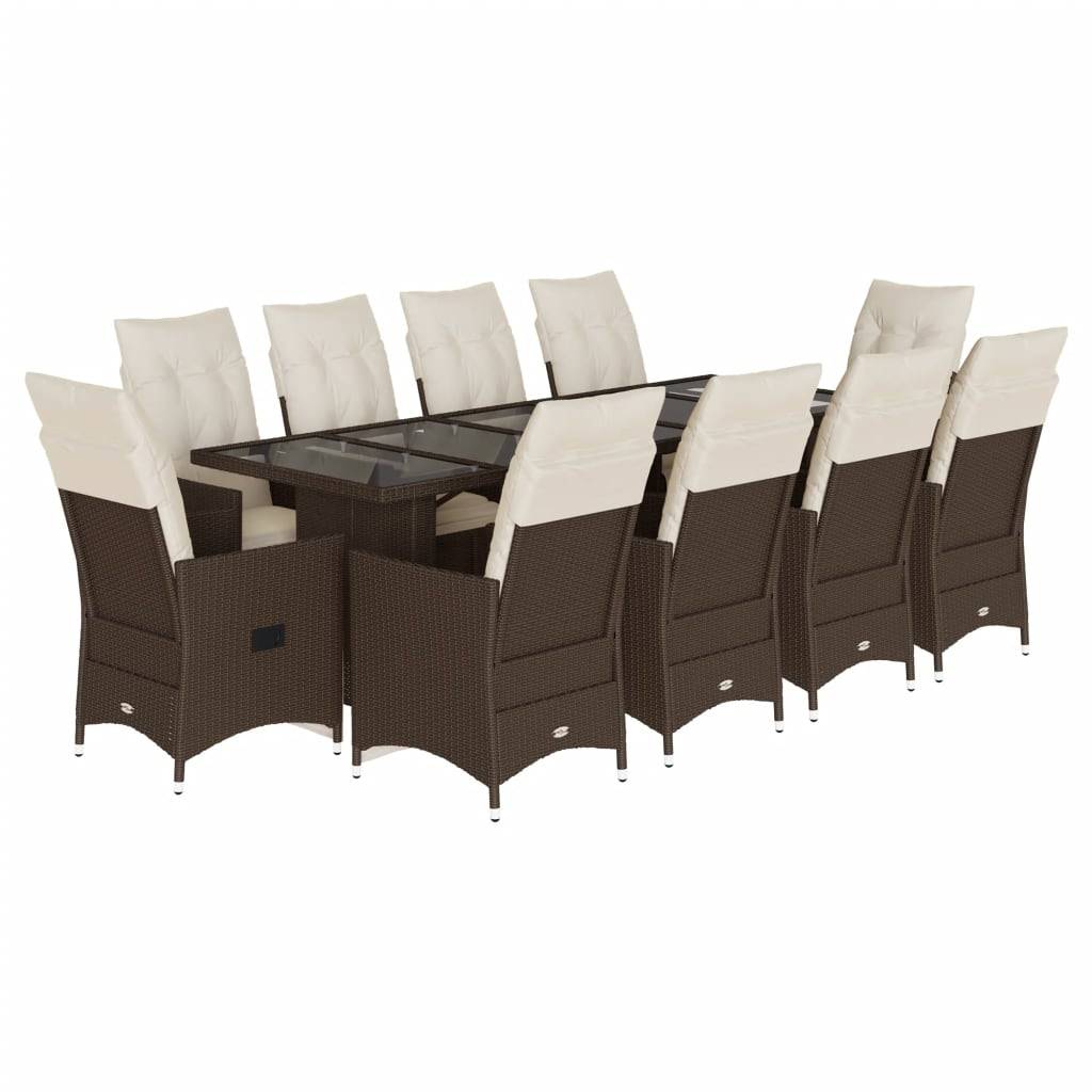 Table et 10 fauteuils de jardin résine tressée relax avec repose-pieds Marron – ComfortXL Outdoor Living - Image 2