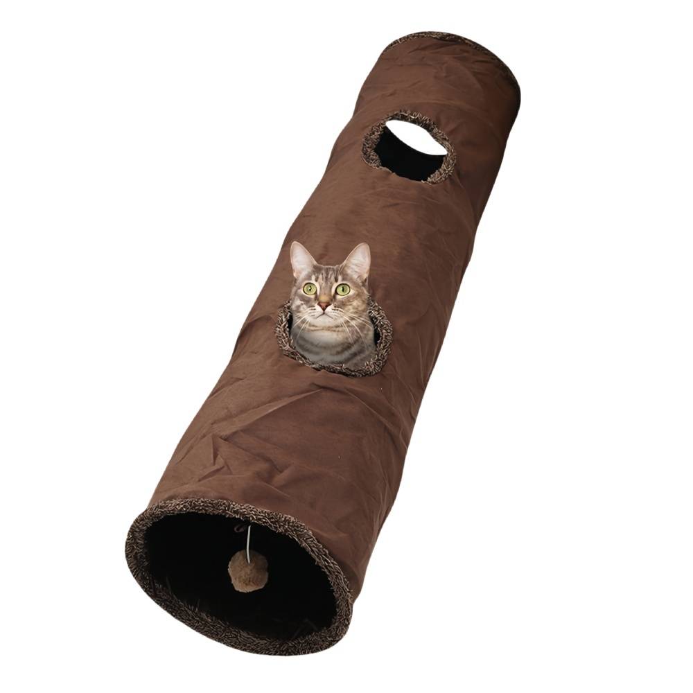 IntiMeg - Tunnel pliable en daim pour chat Marron IntiMeg - Image 1