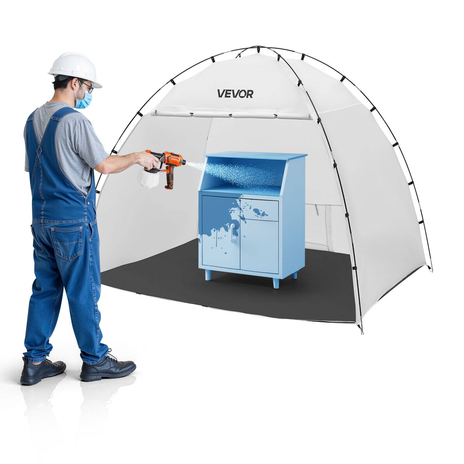 Vevor - VEVOR Cabine de peinture portable 233x172x190 cm, Oxford 210D, plancher intégré, écran en maille, montage rapide - Image 1