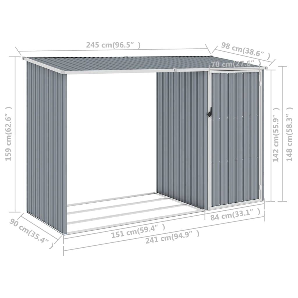 Maison Chic - Abri à bois 2.4m² - Abri de jardin Gris 245x98x159 cm Acier galvanisé MAISON CHIC - Image 7