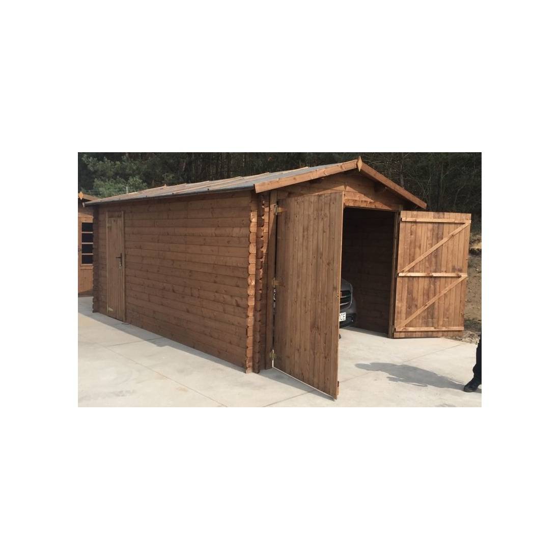 Altanka - Garage en bois - 21m2 - 3.5x6m - imprégné - Ep. 28mm - couleur: marron - GAR20 - ALTANKA - Image 8
