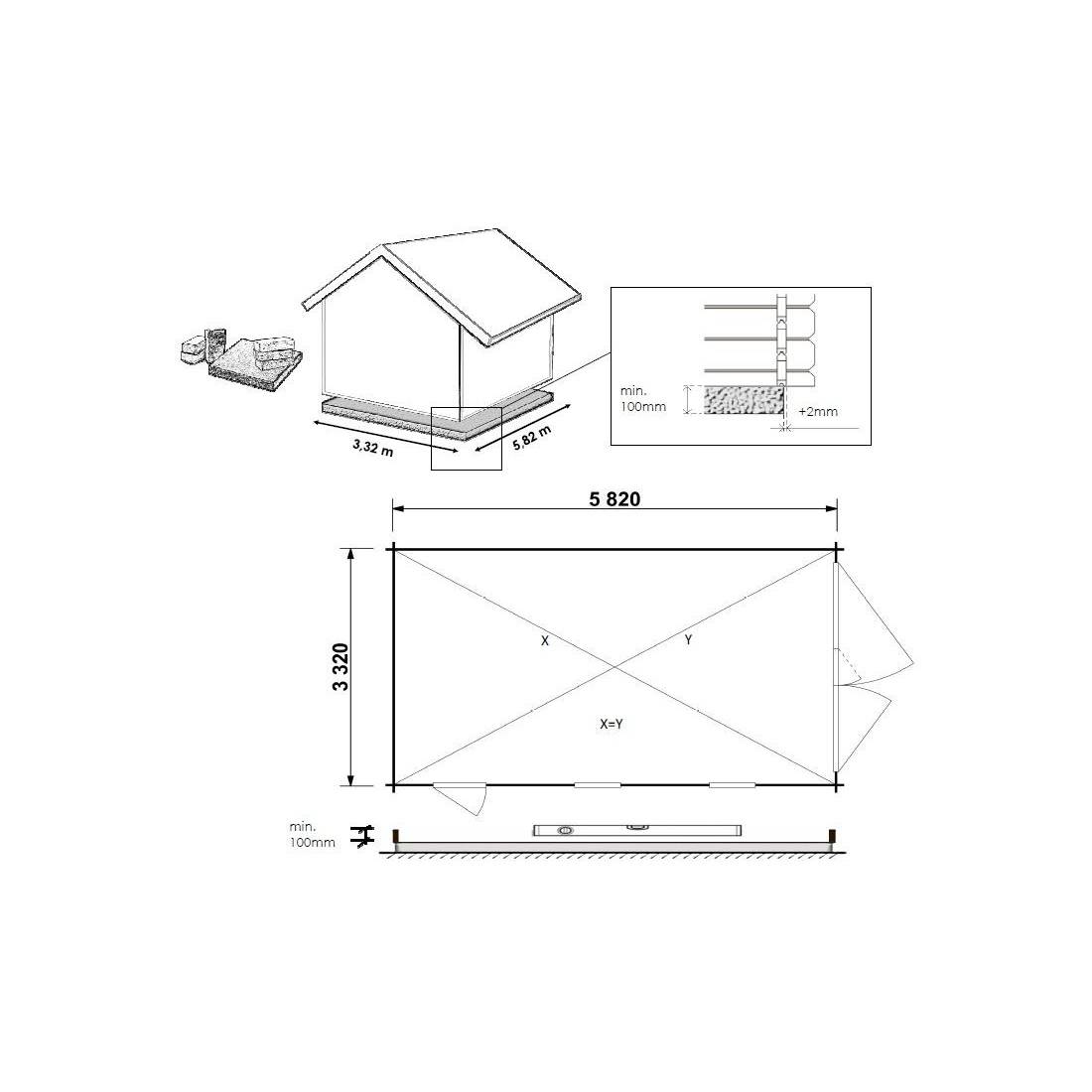 Altanka - Garage en bois - 21m2 - 3.5x6m - imprégné - Ep. 28mm - couleur: marron - GAR20 - ALTANKA - Image 4