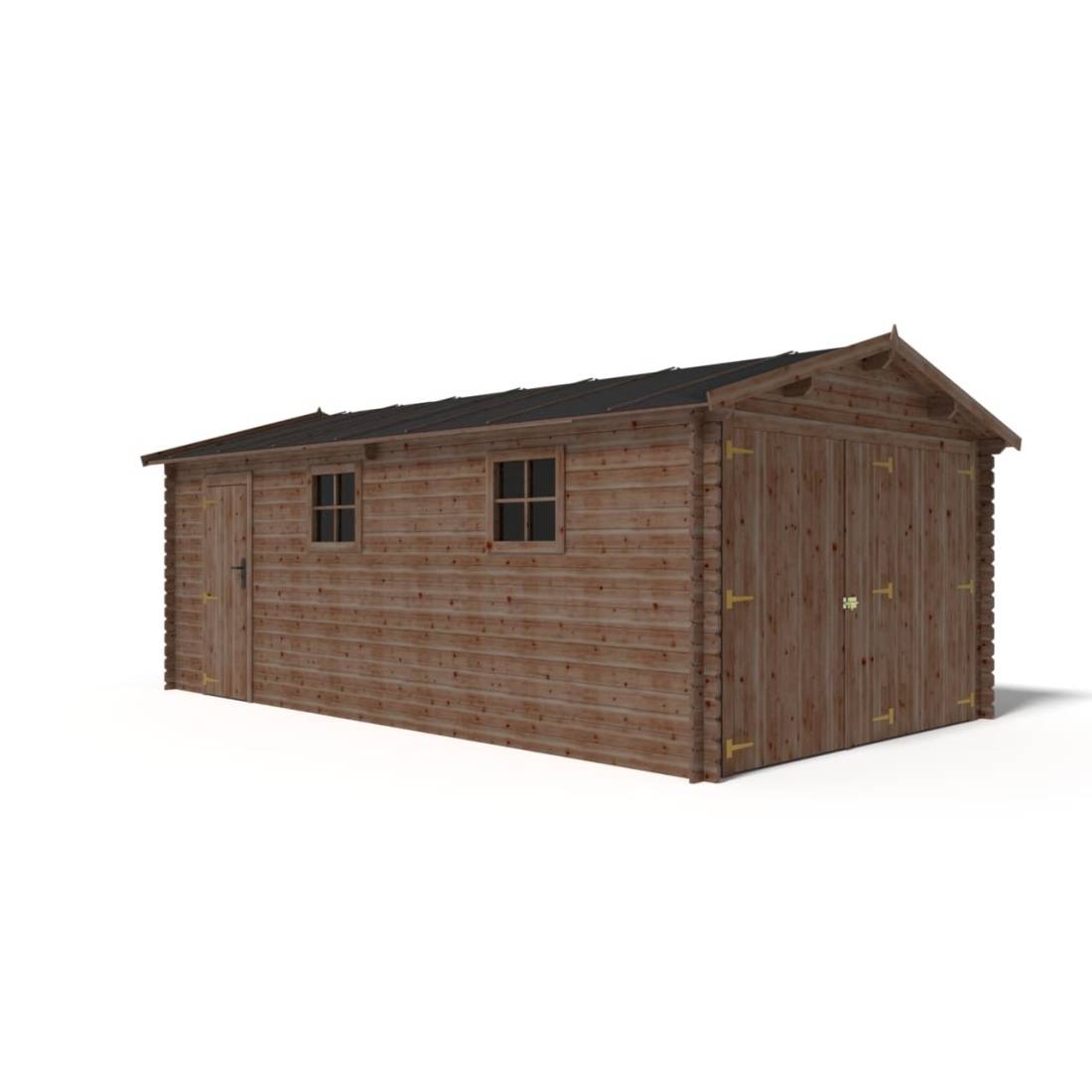 Altanka - Garage en bois - 21m2 - 3.5x6m - imprégné - Ep. 28mm - couleur: marron - GAR20 - ALTANKA