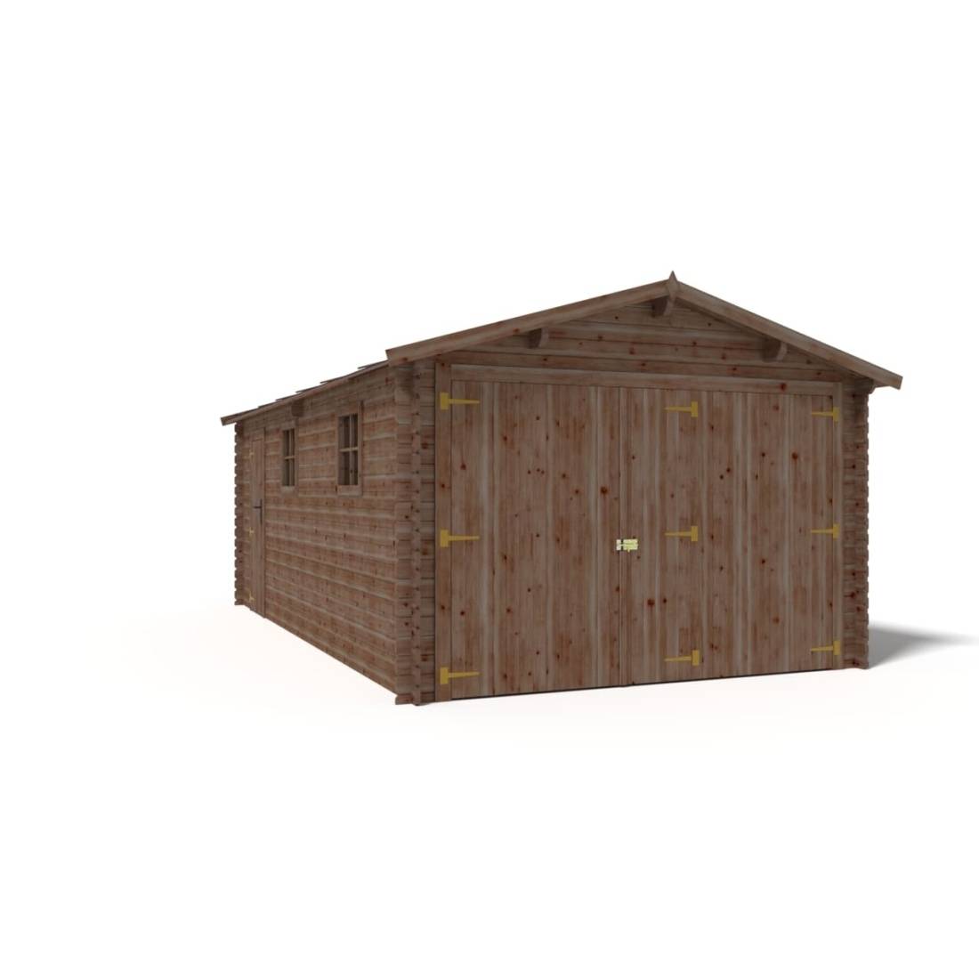 Altanka - Garage en bois - 21m2 - 3.5x6m - imprégné - Ep. 28mm - couleur: marron - GAR20 - ALTANKA - Image 7