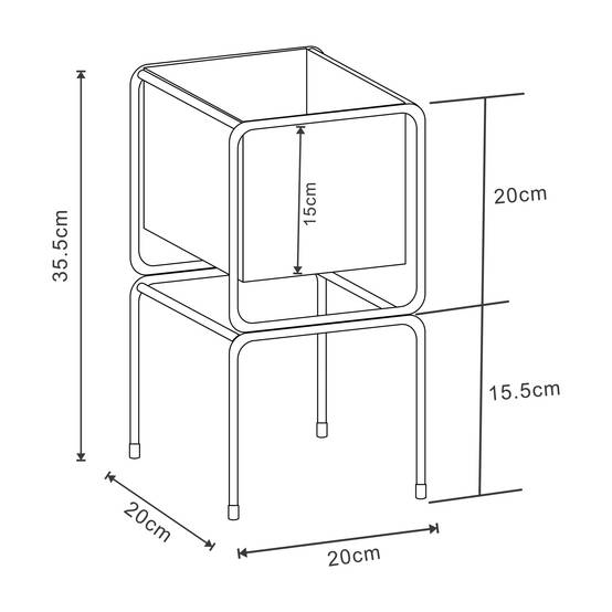 Support pour plantes métal 36 x 20 x 20 cm noir - Image 2
