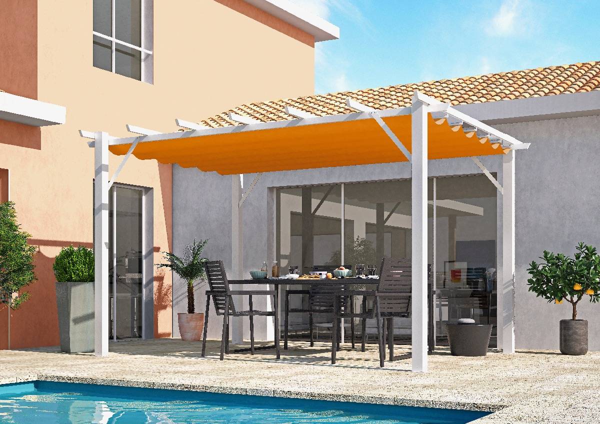 Habrita - Pergola 100% aluminium couleur rouille 12 m2 - structure blanch perle Habrita - Image 3