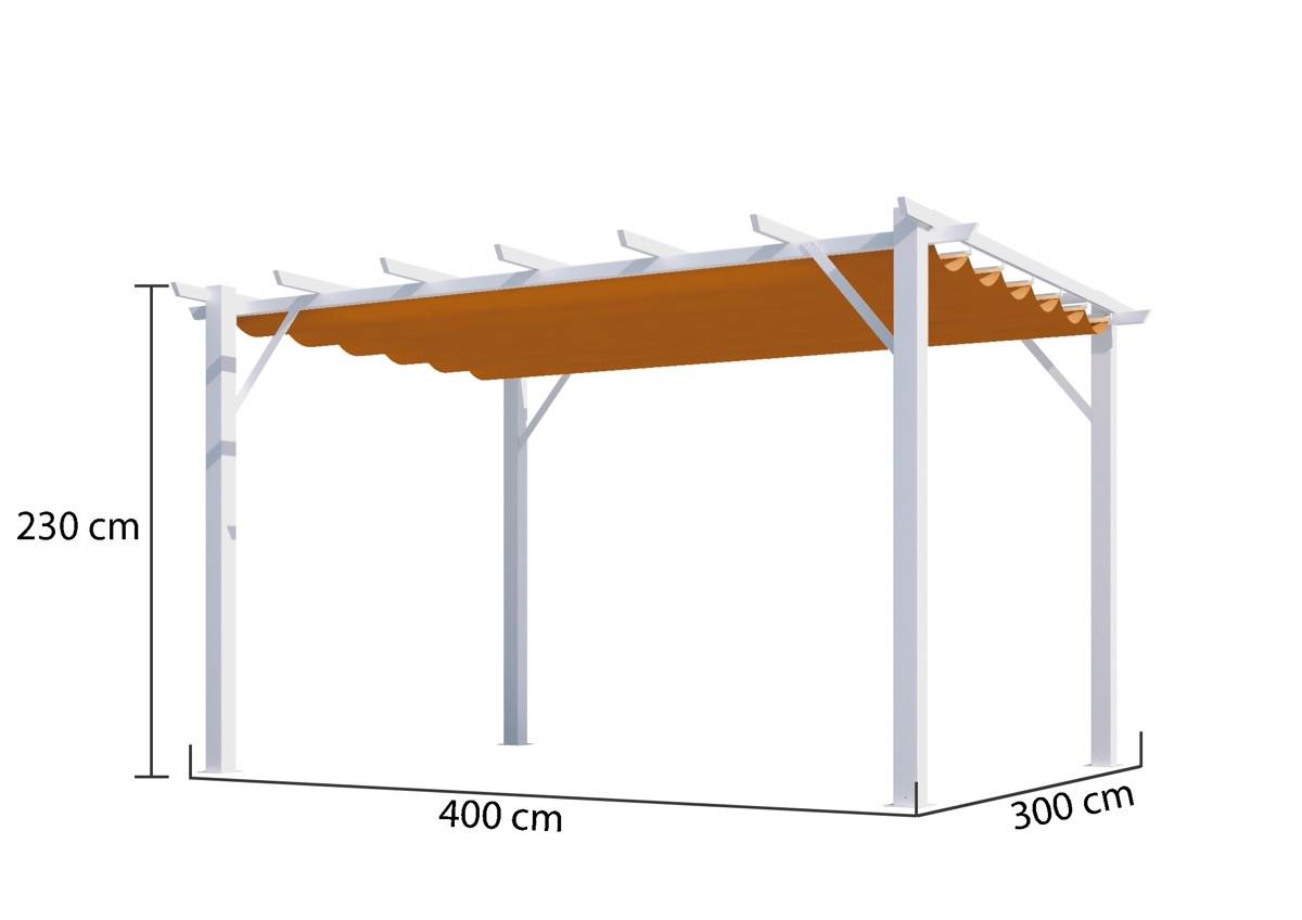 Habrita - Pergola 100% aluminium couleur rouille 12 m2 - structure blanch perle Habrita - Image 2