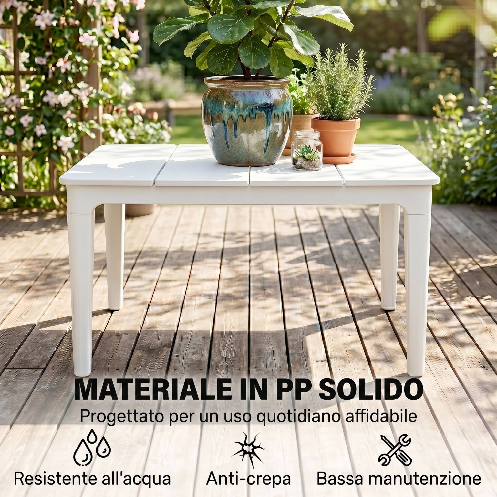 ComfortXL - Table basse de jardin en polypropylène crème 70 x 53 x 39 cm pour terrasse et salon facile à entretenir - Image 5
