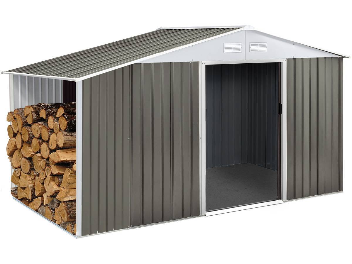 Habitat Et Jardin - Abri De Jardin Métal "dallas" 5,29 M² Avec Abri Bûche - Taupe -habitat Et Jardin - Imagen 1