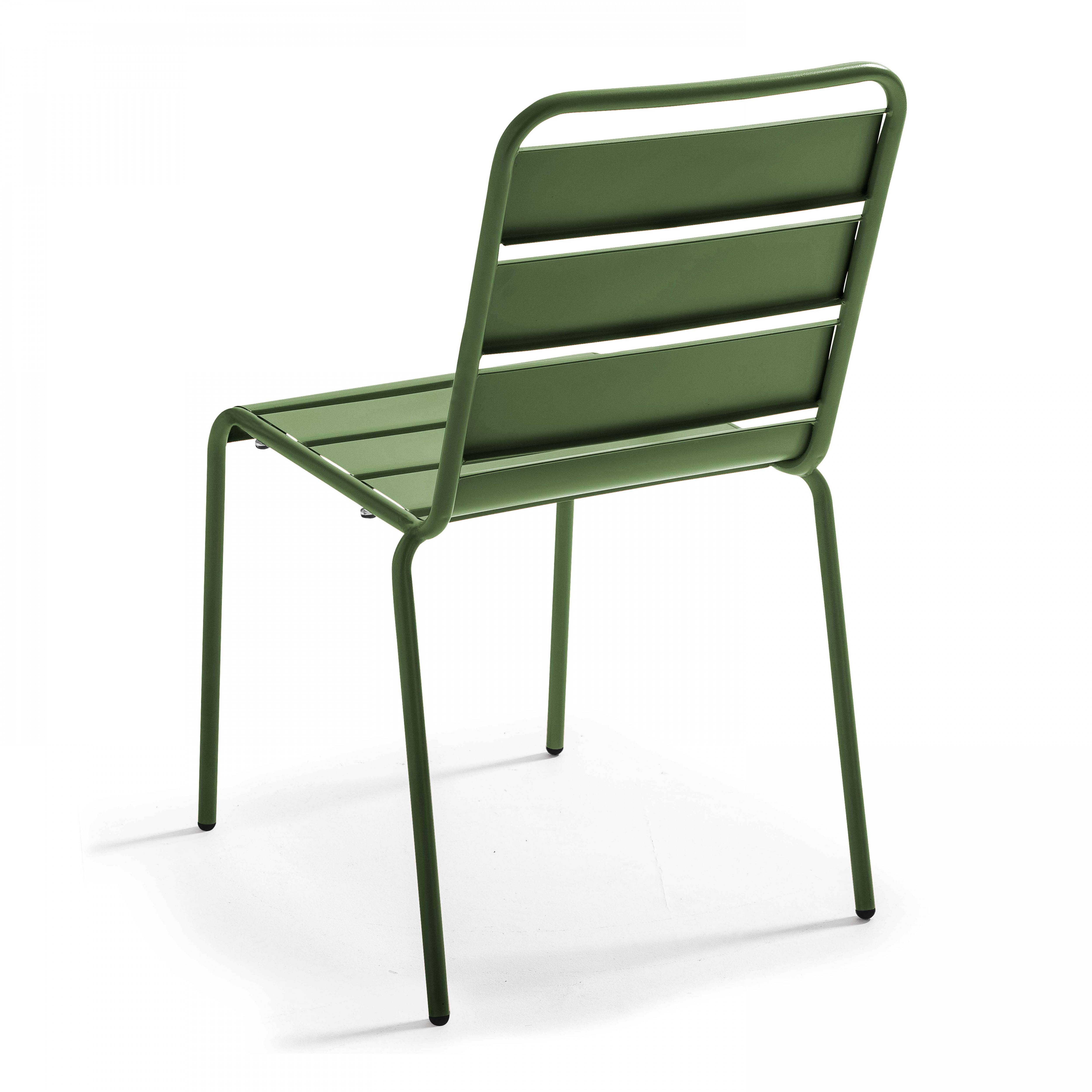 Oviala - Salon de jardin 2 bancs et 4 chaises en acier vert cactus Palavas - Oviala - Imagen 5