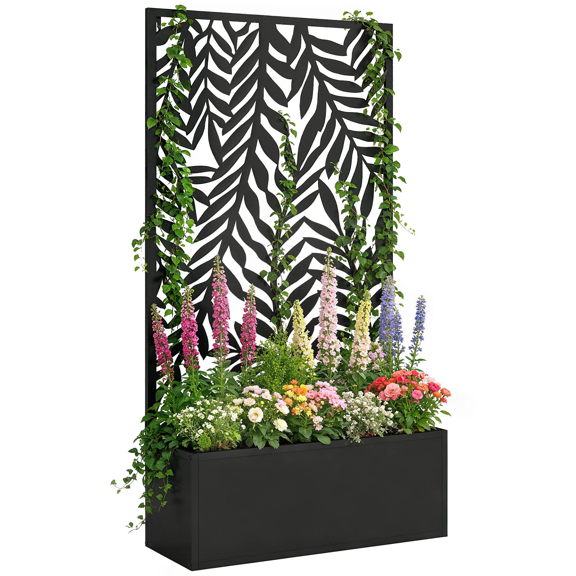 Jardinière avec treillis acier noir 61 x 23 x 113 cm PANGIVO Jardiland — free download