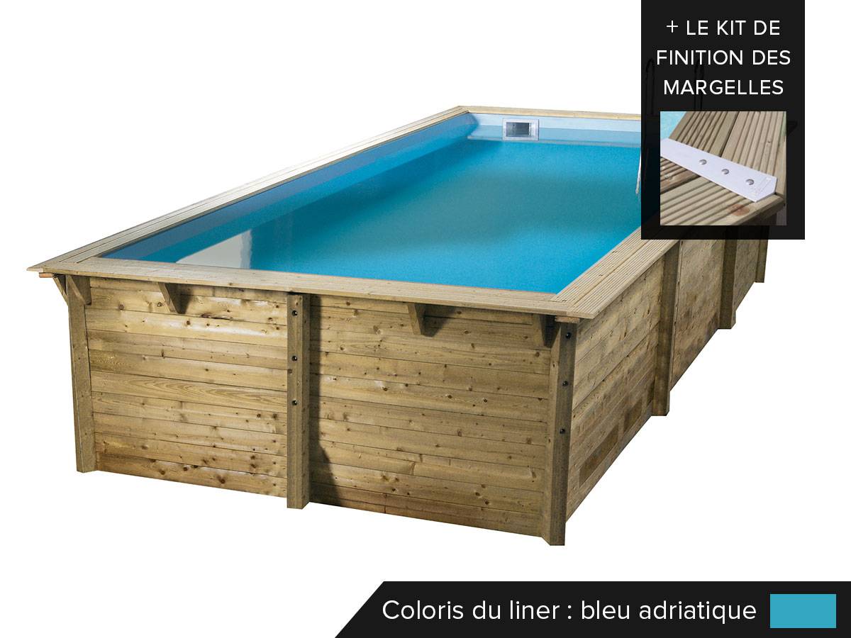 Ubbink - Kit piscine bois Ubbink Sunwater 5,55 x 3,00 x 1,40 m - Liner bleu + Kit margelles - Imagen 2