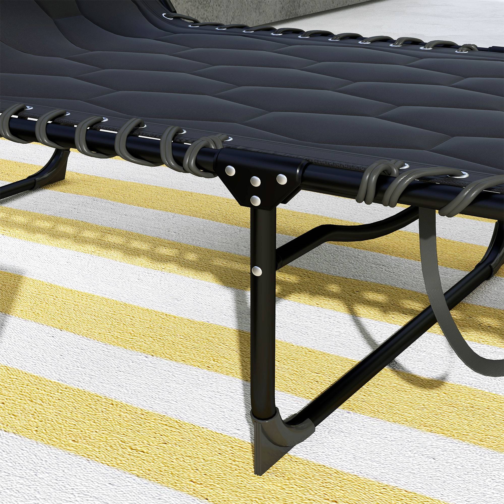 Outsunny - Lot de 2 transats bains de soleil pliables inclinables revêtement matelassé noir - Outsunny - Imagen 5