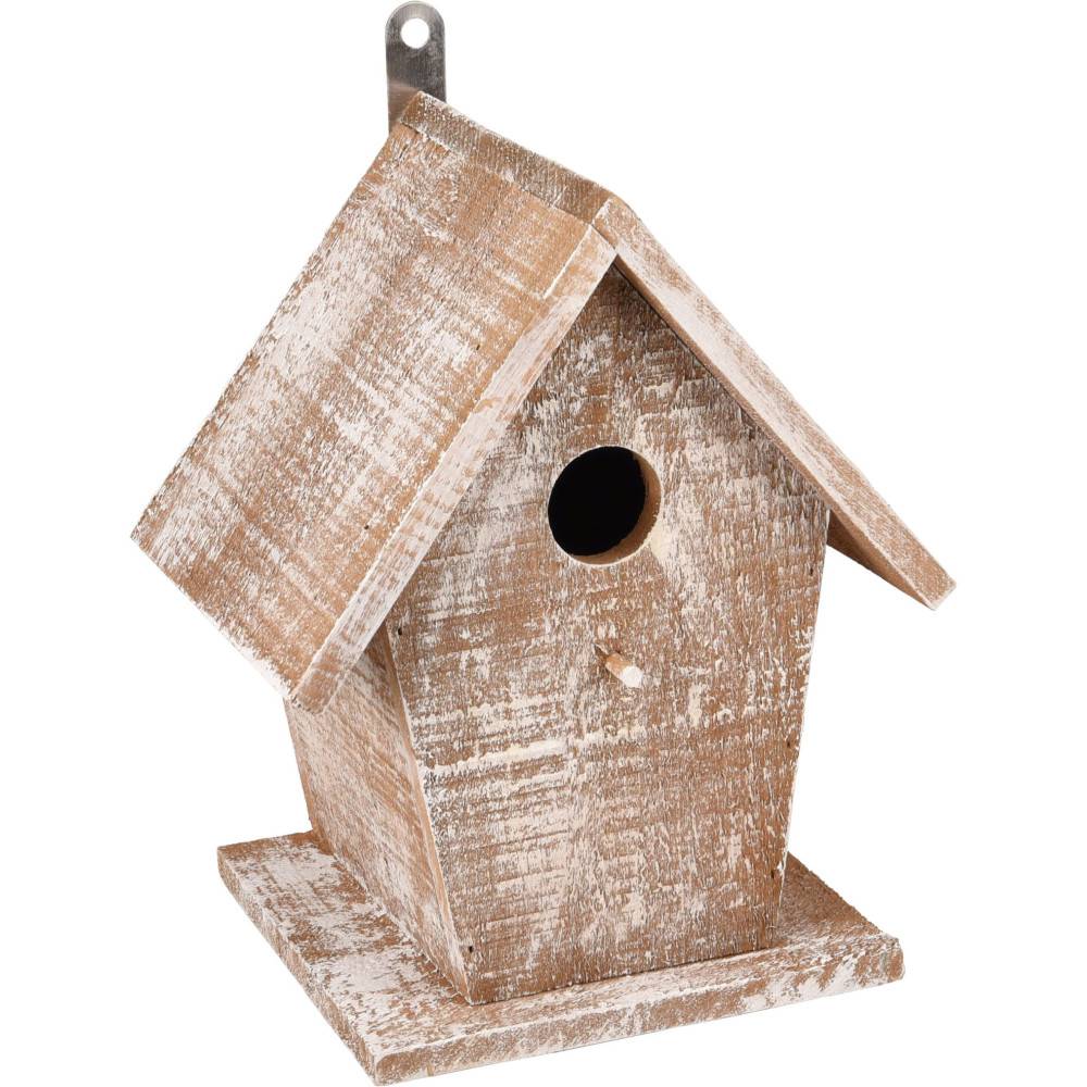 Nichoir pour oiseaux GIO en bois 19 x 15 x 23 cm blanc /brun - Imagen 1