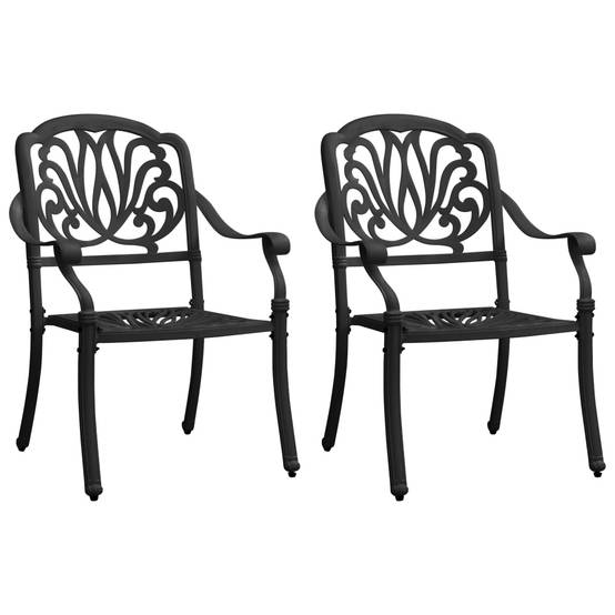 Ensemble de bistro jardin meuble extérieur terrasse 3 pièces aluminium coulé noir - Image 2