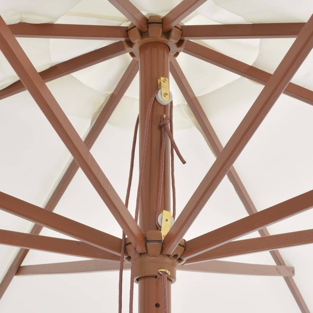 Helloshop26 - Parasol avec mât en bois 350 cm blanc sable - Imagen 3