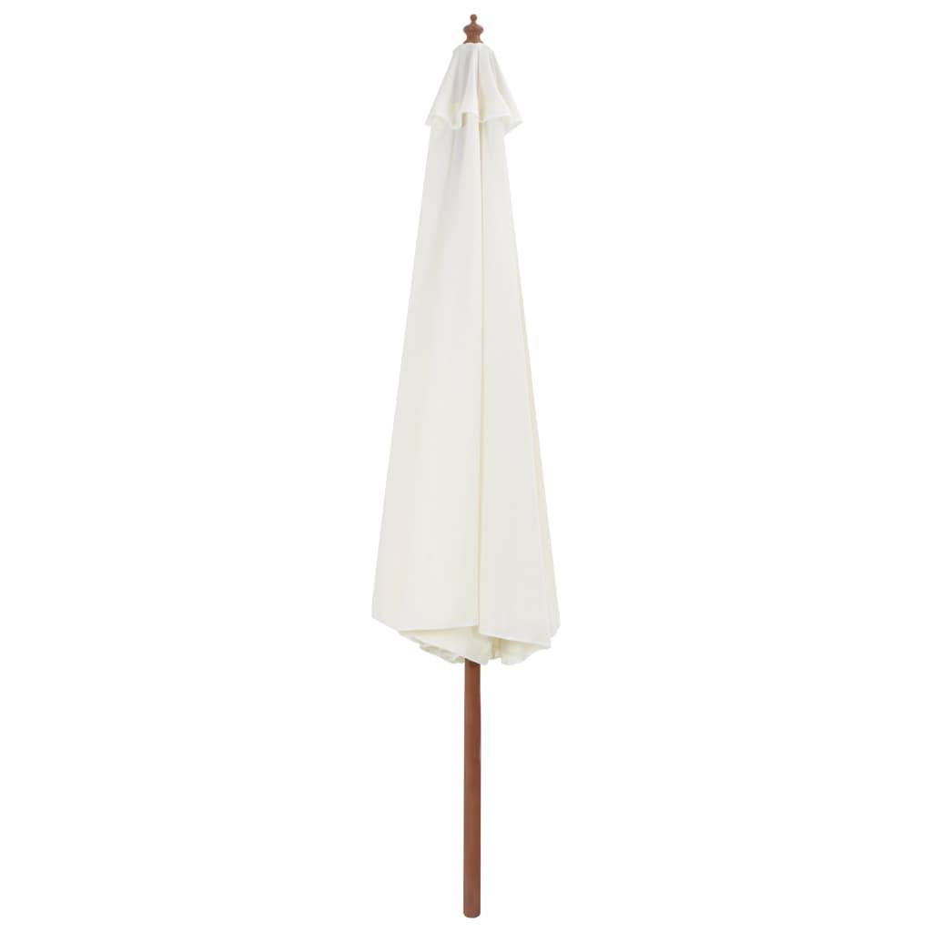 Helloshop26 - Parasol avec mât en bois 350 cm blanc sable - Imagen 2