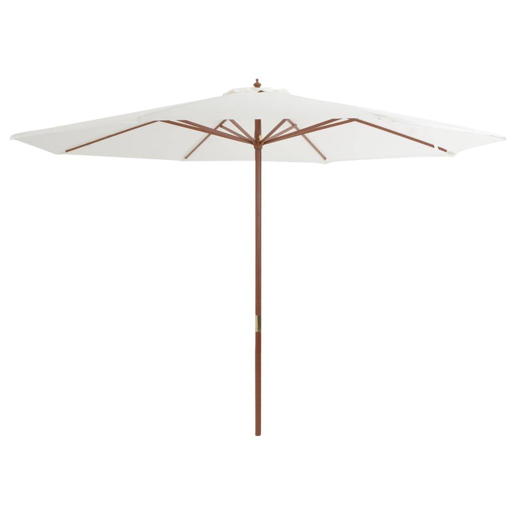 Helloshop26 - Parasol avec mât en bois 350 cm blanc sable - Imagen 1