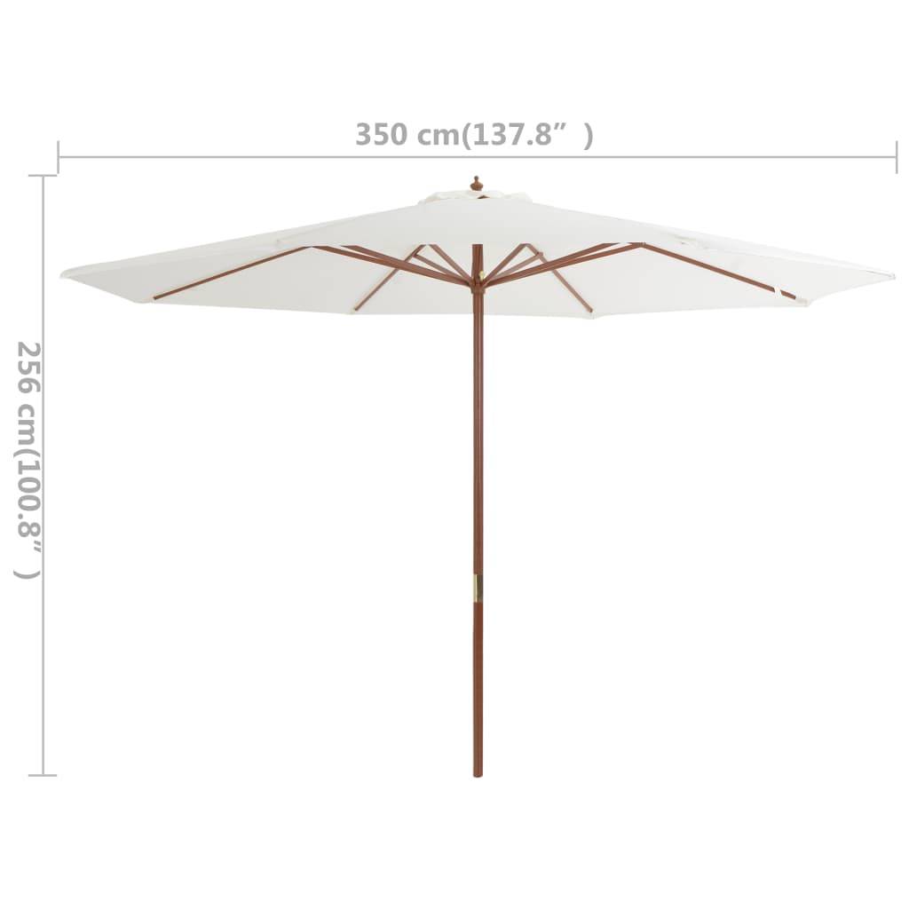 Helloshop26 - Parasol avec mât en bois 350 cm blanc sable - Imagen 4