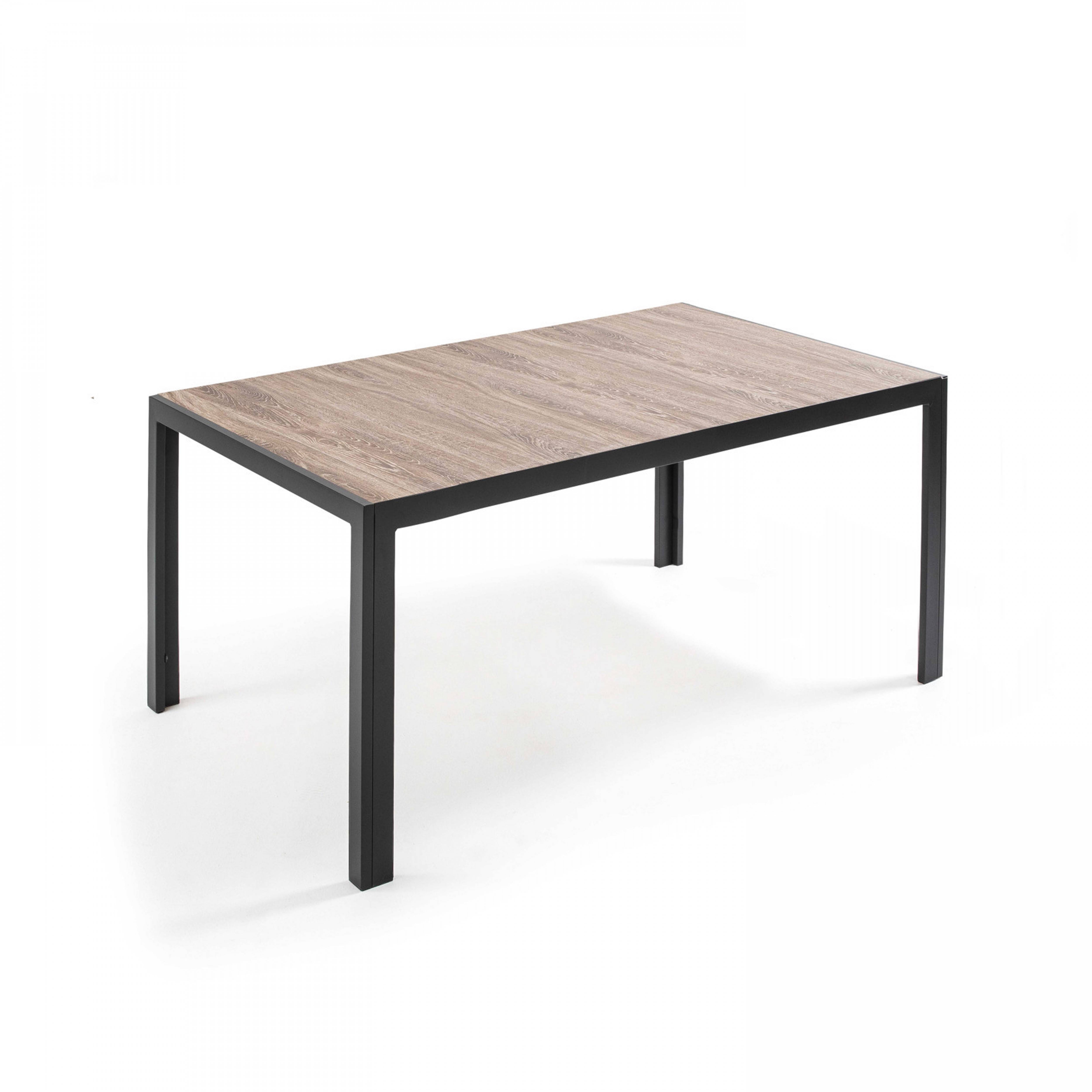 Oviala - Table de jardin 6 places en aluminium et céramique marron Tivoli - Oviala - Imagen 1