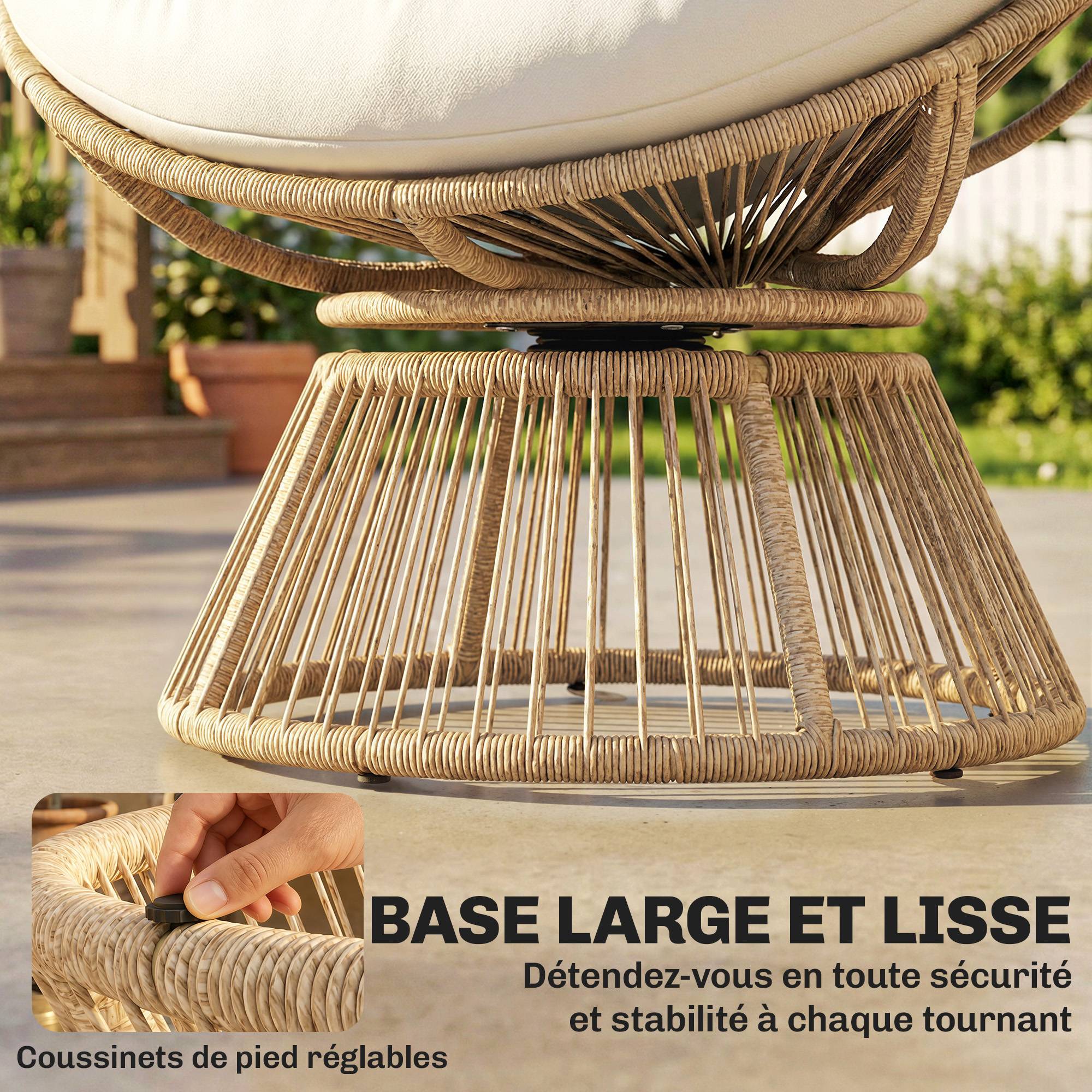 Fauteuil papasan pivotant polyrotin naturel 93 x 81 x 87 cm - PANGIVO - Image 9