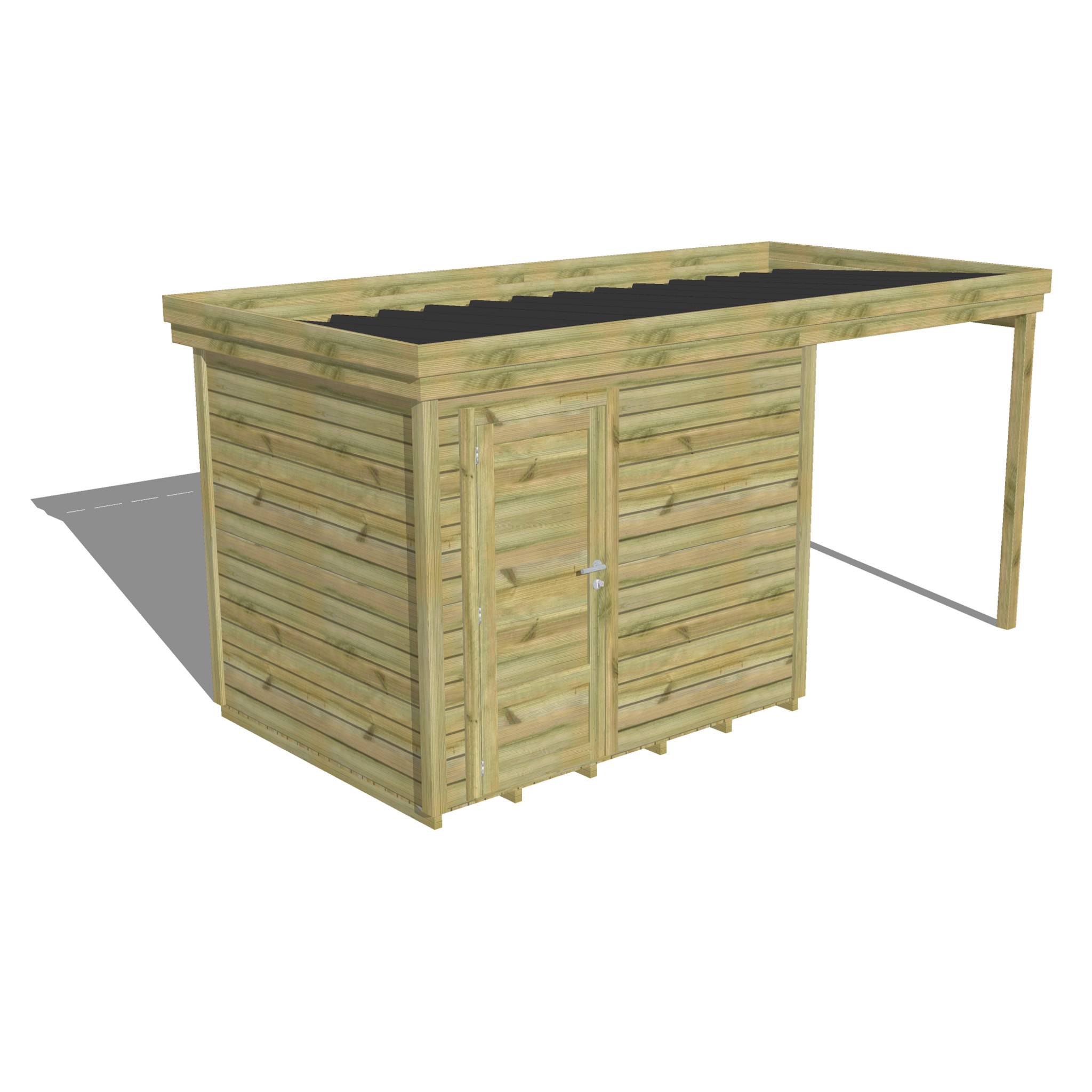 ABRI DE JARDIN bois  autoclave 27mm - 4,64x2,14m / 10m2 - Bac acier - Plancher bois - Image 1