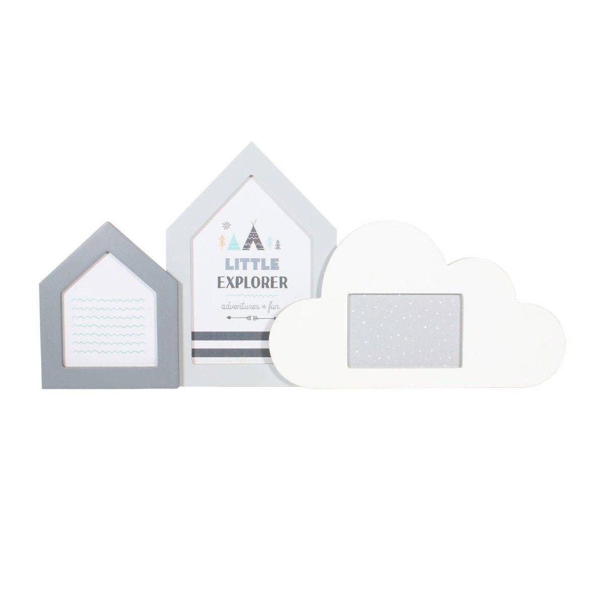 The Home Deco Factory - Pêle-Mêle Enfant 3 Photos "Nuage" 38cm Blanc