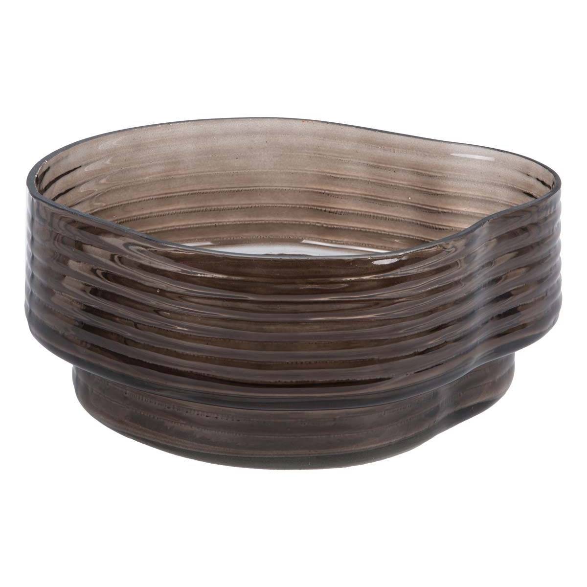 Pt Living - Corbeille à fruits en verre 22 x 11 cm Wave Chocolat - Imagen 1