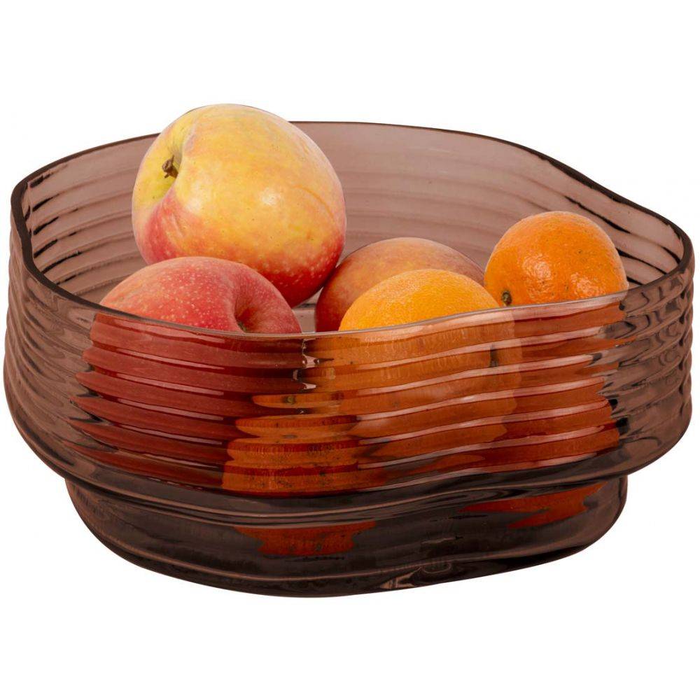 Pt Living - Corbeille à fruits en verre 22 x 11 cm Wave Chocolat - Imagen 2